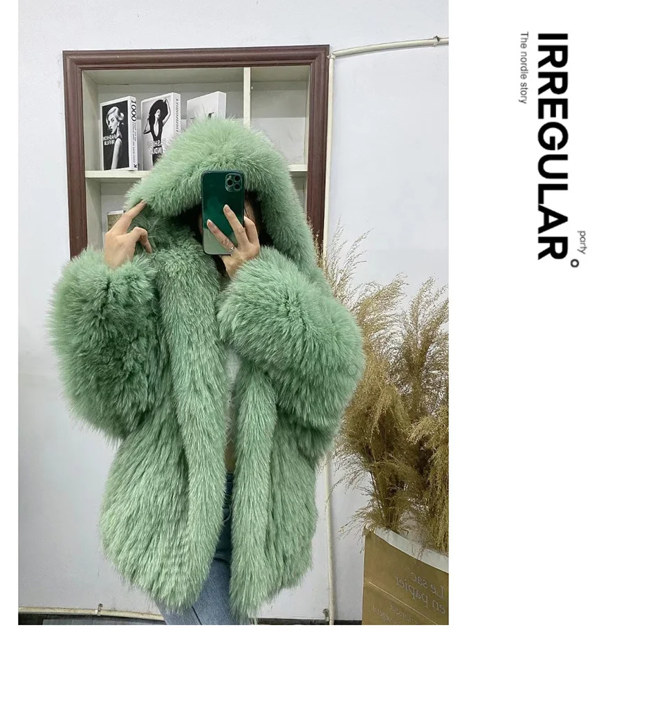 FURTJY New Style Jackets Autumn Winter Luxury Knitted Fur Coat Women Double Long Sleeve Woven Liner Fashion Real Fox Fur Coat