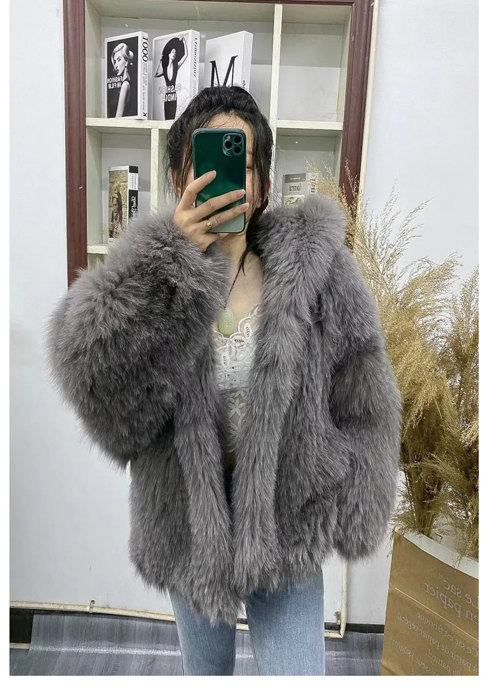 FURTJY New Style Jackets Autumn Winter Luxury Knitted Fur Coat Women Double Long Sleeve Woven Liner Fashion Real Fox Fur Coat