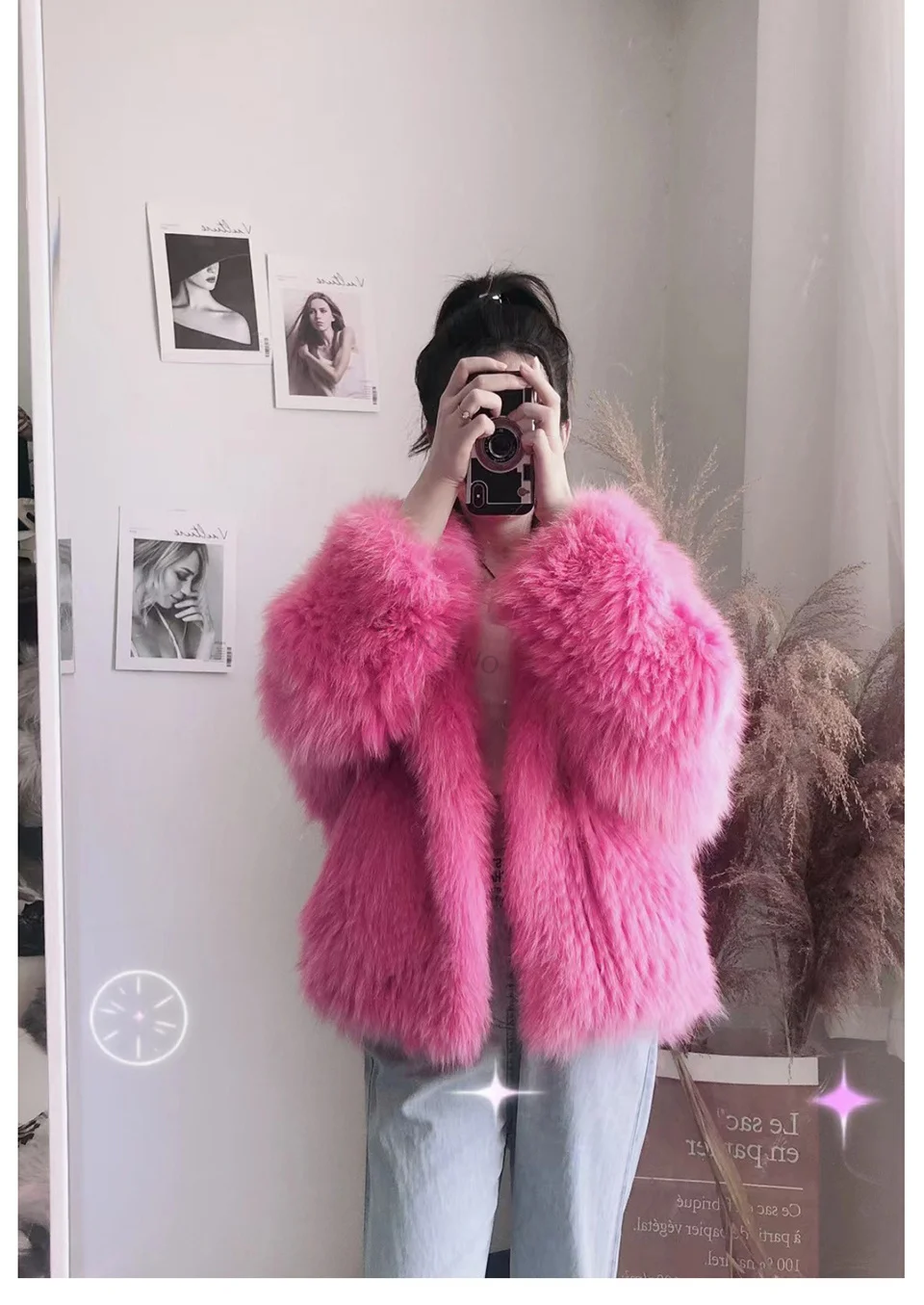 FURTJY New Style Jackets Autumn Winter Luxury Knitted Fur Coat Women Double Long Sleeve Woven Liner Fashion Real Fox Fur Coat