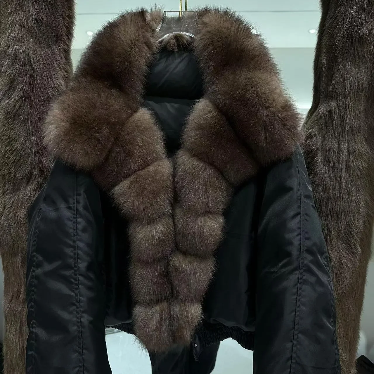 OFTBUY Big Fox Fur Collar Hooded Clothing Women Duck Down Coat Winter Warm Thick Jacket with Fur for Women Short Slim Outerwear