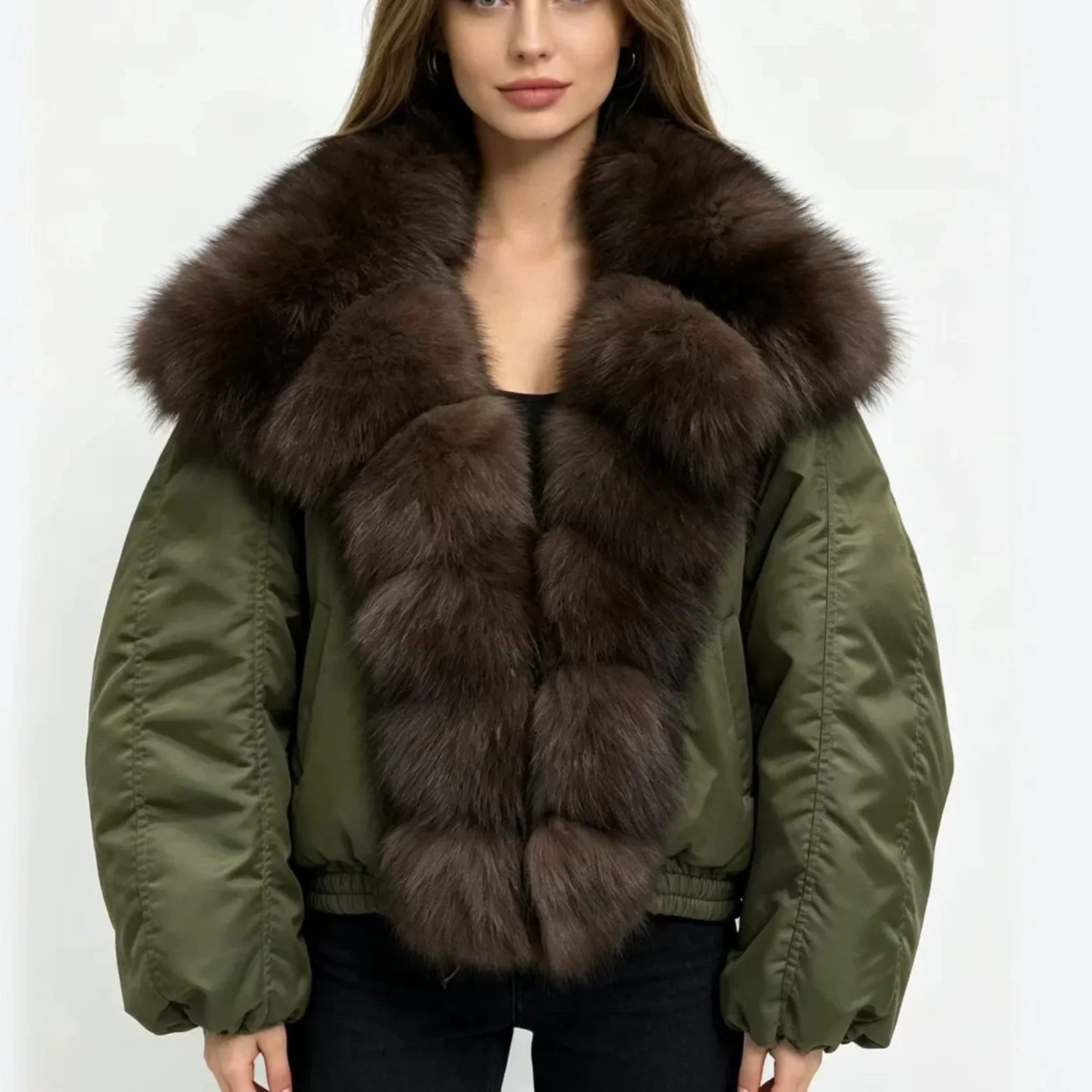 OFTBUY Big Fox Fur Collar Hooded Clothing Women Duck Down Coat Winter Warm Thick Jacket with Fur for Women Short Slim Outerwear