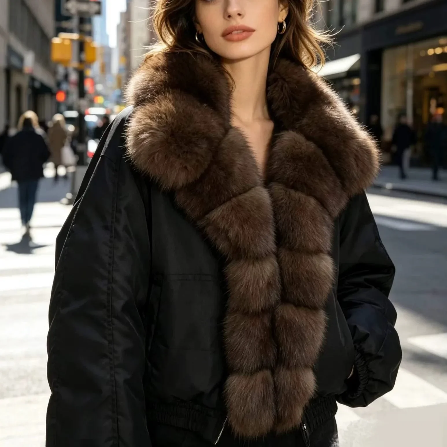 OFTBUY Big Fox Fur Collar Hooded Clothing Women Duck Down Coat Winter Warm Thick Jacket with Fur for Women Short Slim Outerwear