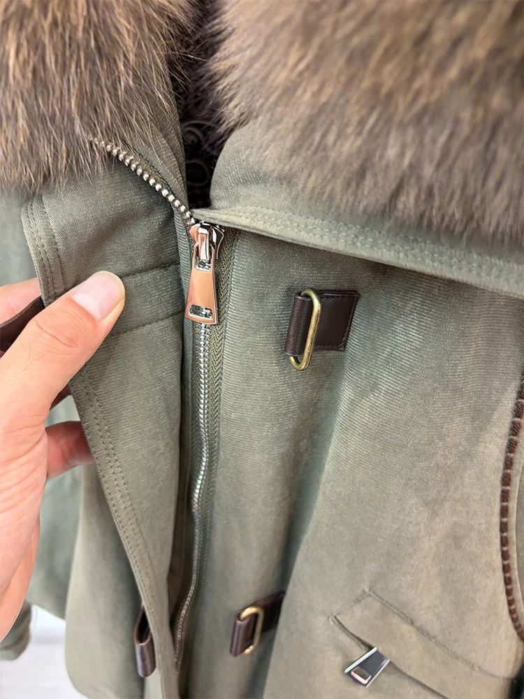 New Style Winter Warm Women Natural Goose Down Jackets Real Fox Fur Collar Cusual Outwear Coats Thick Female Puffer Jackets