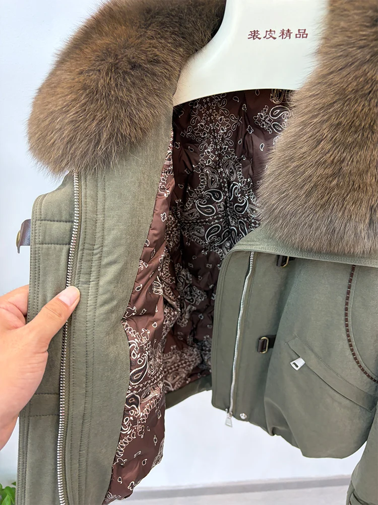 New Style Winter Warm Women Natural Goose Down Jackets Real Fox Fur Collar Cusual Outwear Coats Thick Female Puffer Jackets