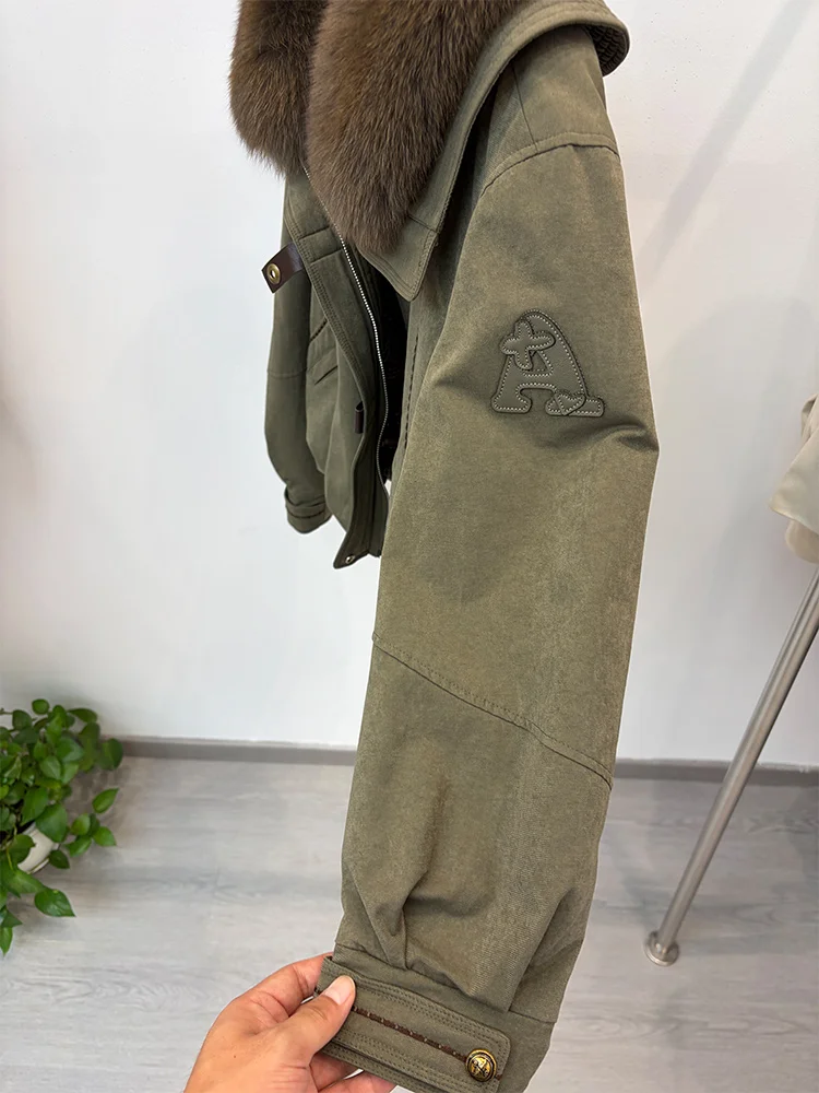 New Style Winter Warm Women Natural Goose Down Jackets Real Fox Fur Collar Cusual Outwear Coats Thick Female Puffer Jackets