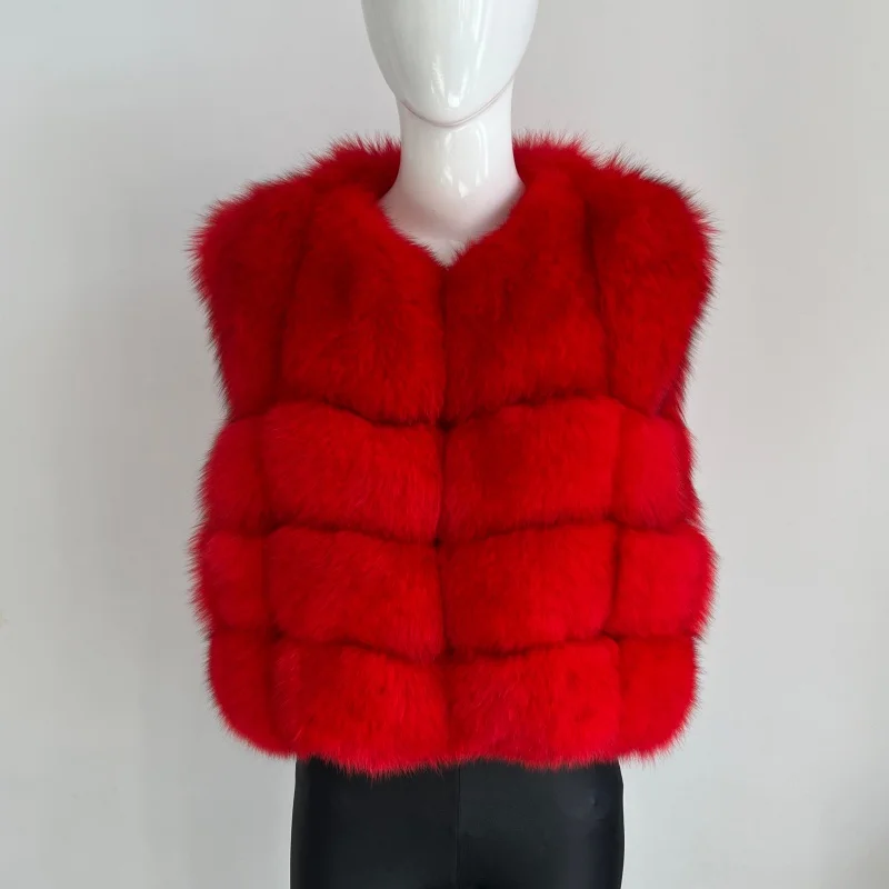 BEIZIRU Women's Sleeveless Real Fur Vest Winter Fashion Luxury Natural Vest