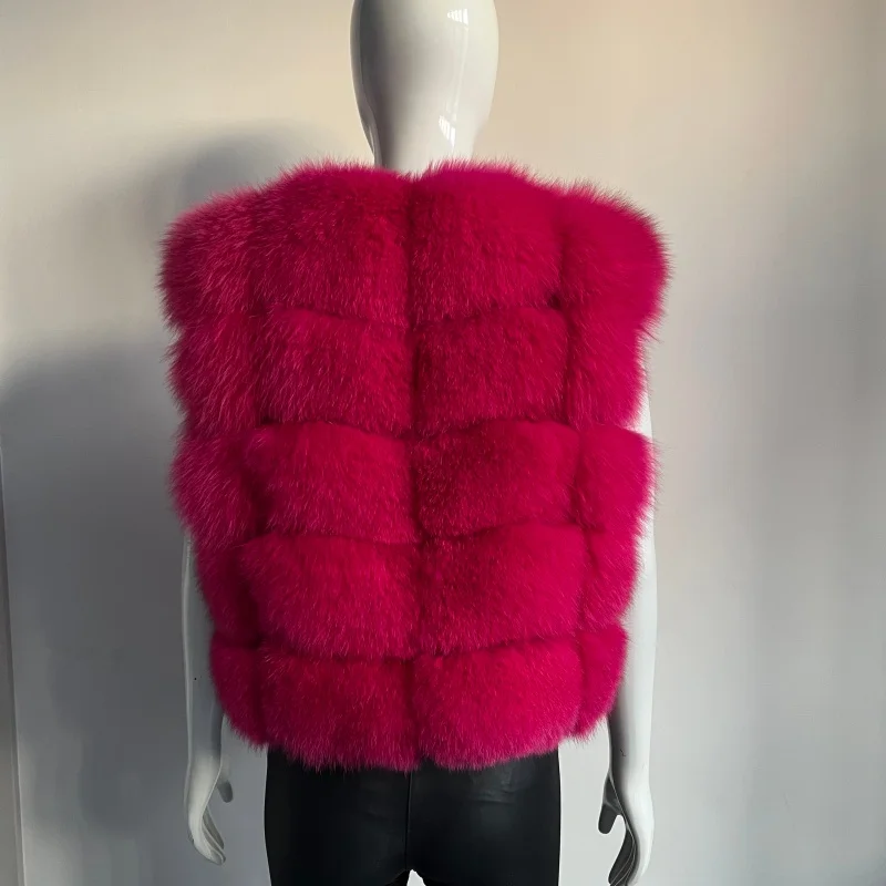 BEIZIRU Women's Sleeveless Real Fur Vest Winter Fashion Luxury Natural Vest