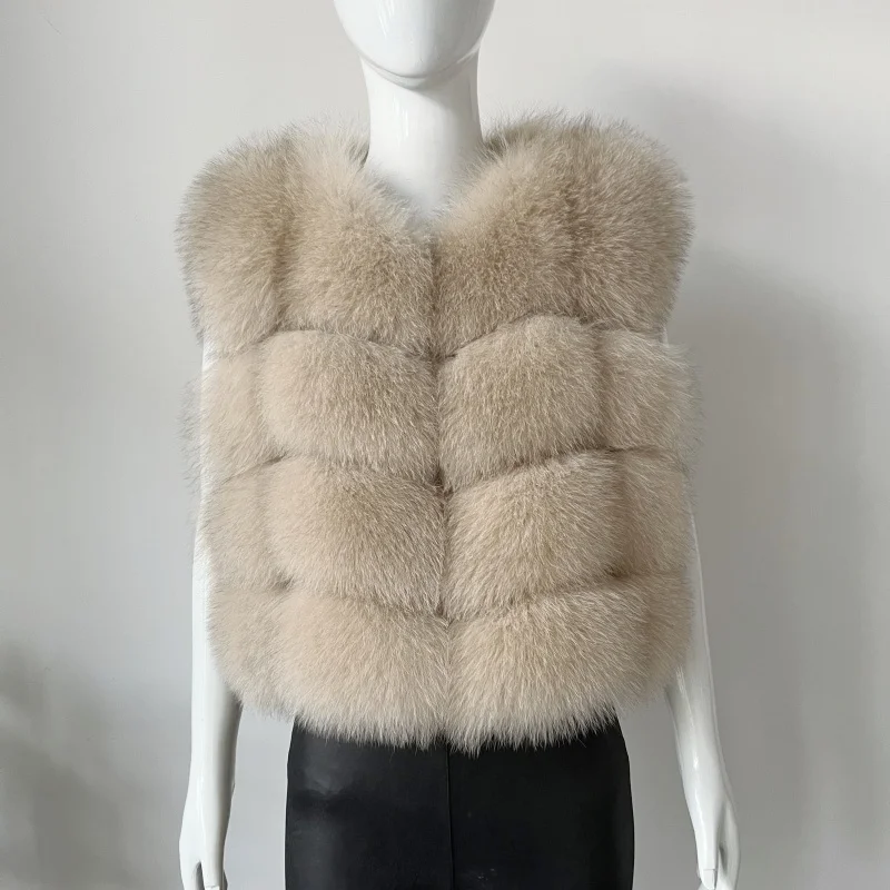 BEIZIRU Women's Sleeveless Real Fur Vest Winter Fashion Luxury Natural Vest