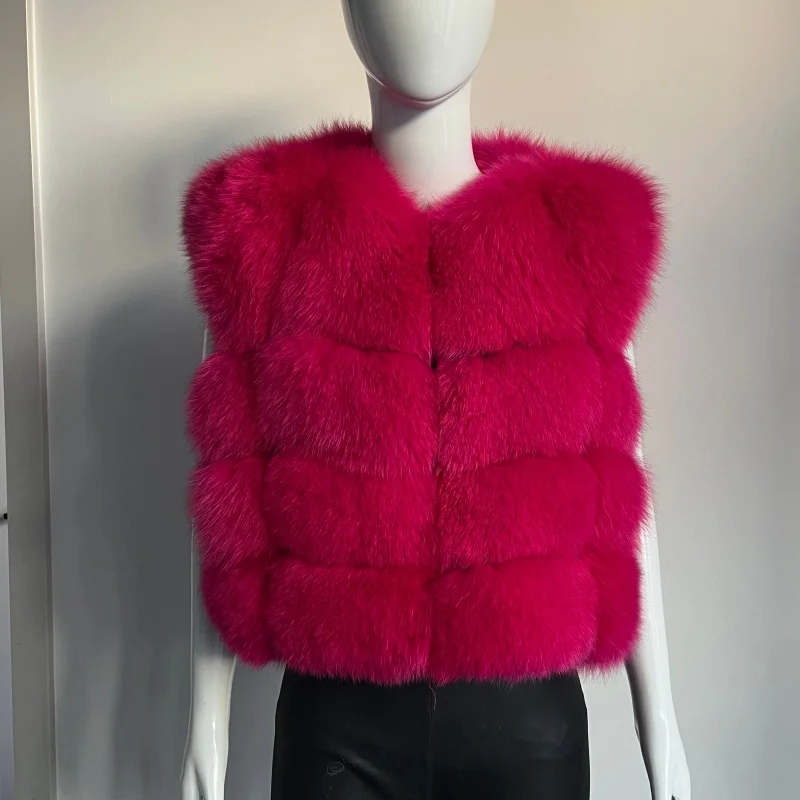BEIZIRU Women's Sleeveless Real Fur Vest Winter Fashion Luxury Natural Vest