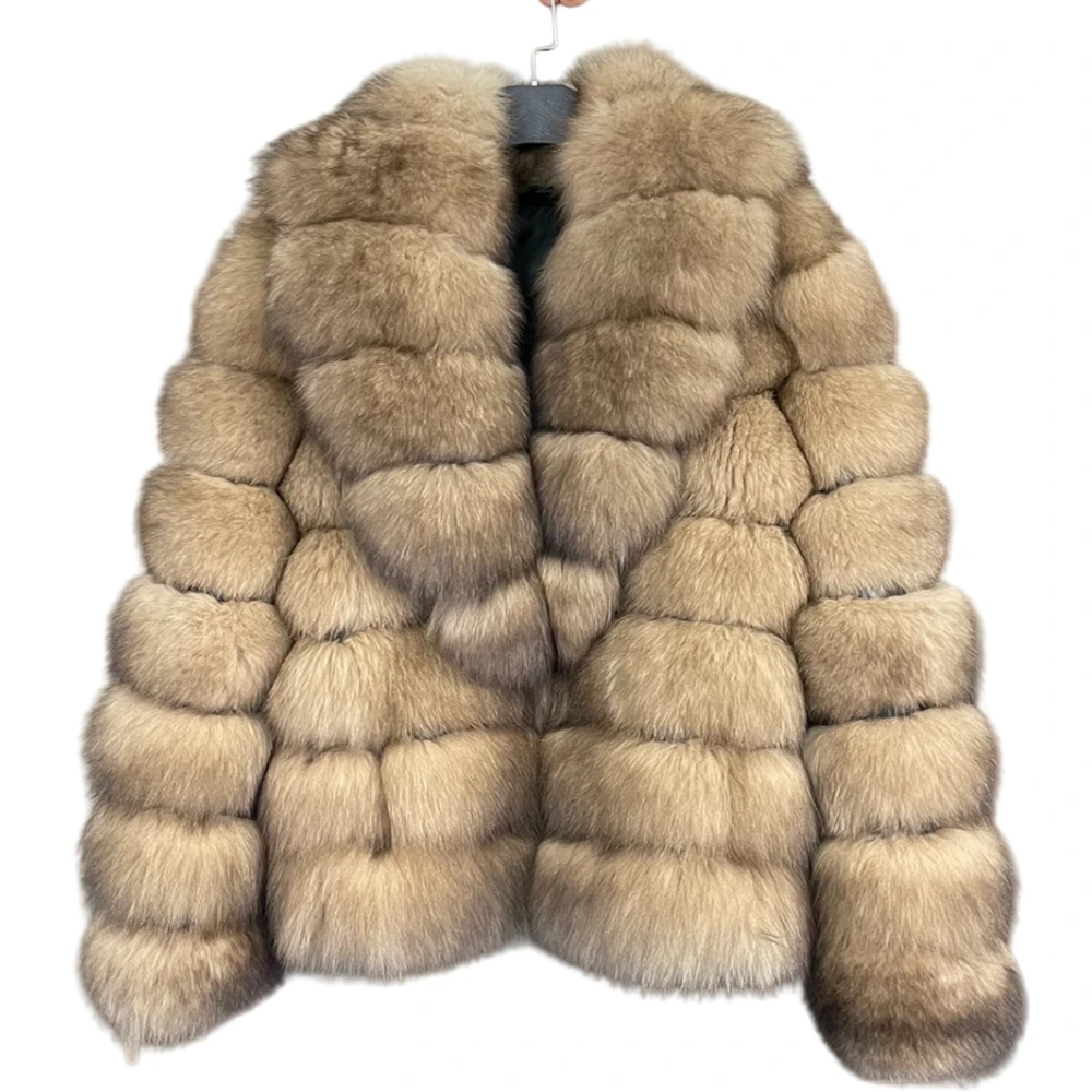 Women's Genuine Fox Fur Jacket Natural Fluffy Coat Lapel Luxury Short Real Fur Outerwear 2025 Fashion-forward Clothing
