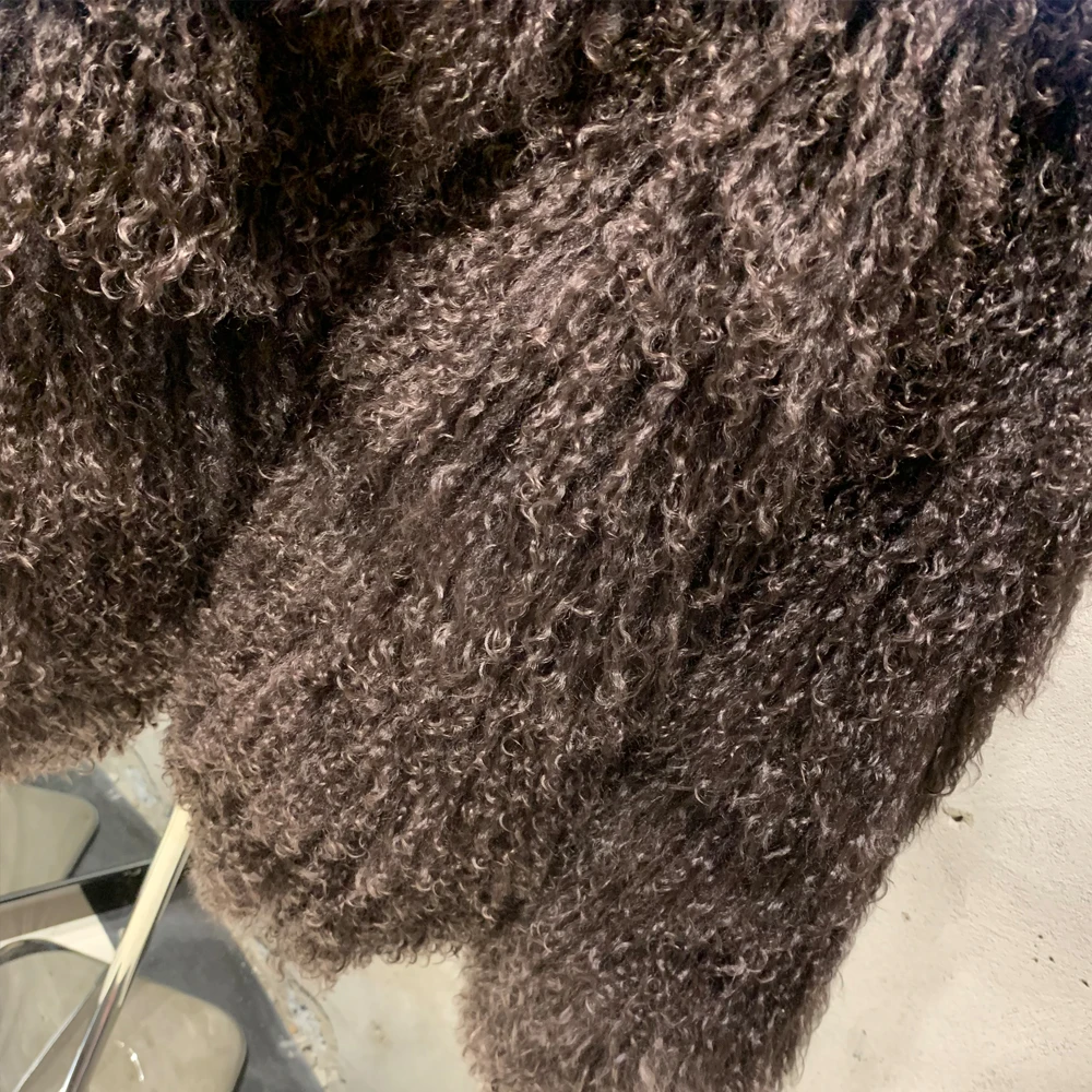 Women Mongolian Fur Coat Lady Real Sheep Fur Coat Winter Warm Winter Natural Fur Cloth 950+10