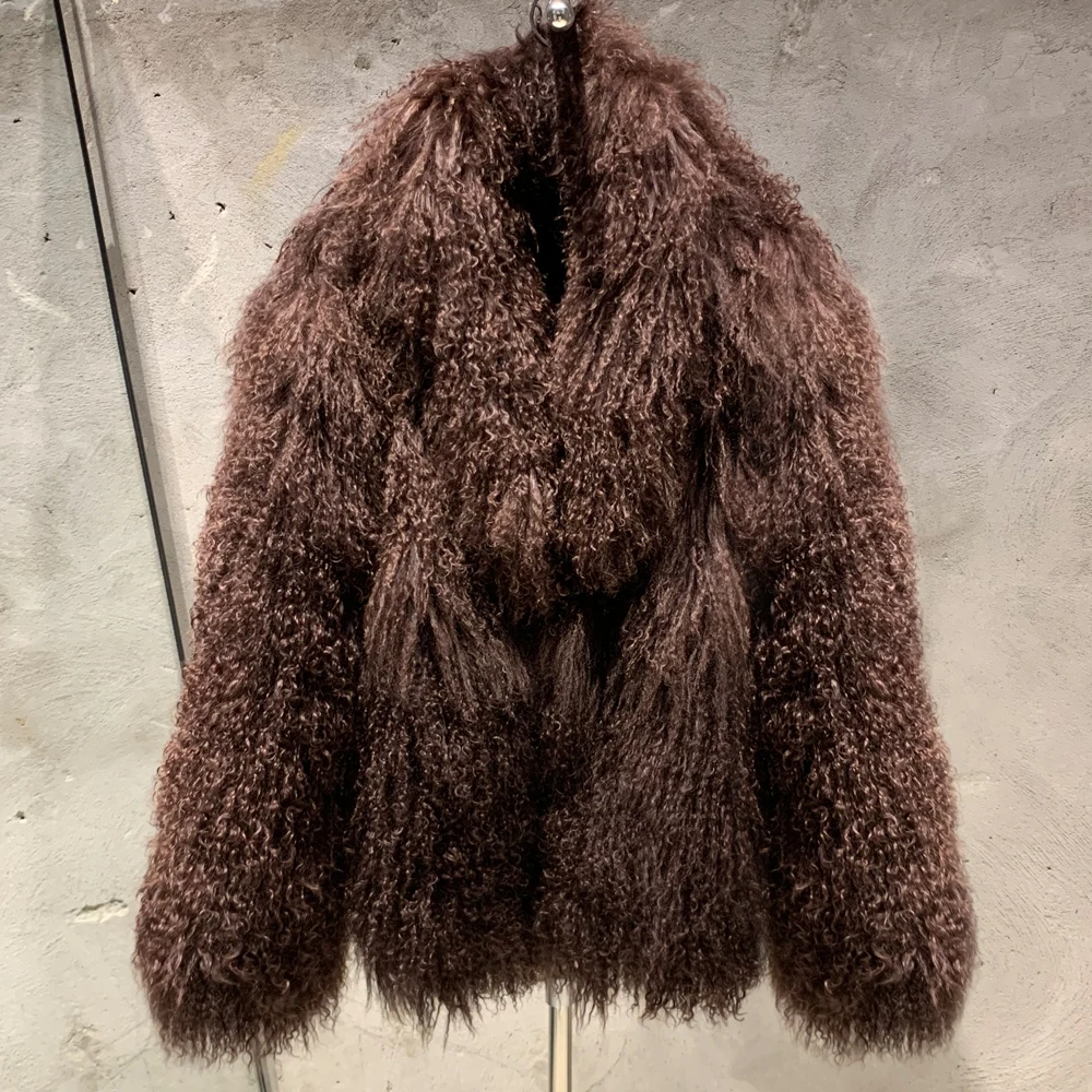 Women Mongolian Fur Coat Lady Real Sheep Fur Coat Winter Warm Winter Natural Fur Cloth 950+10