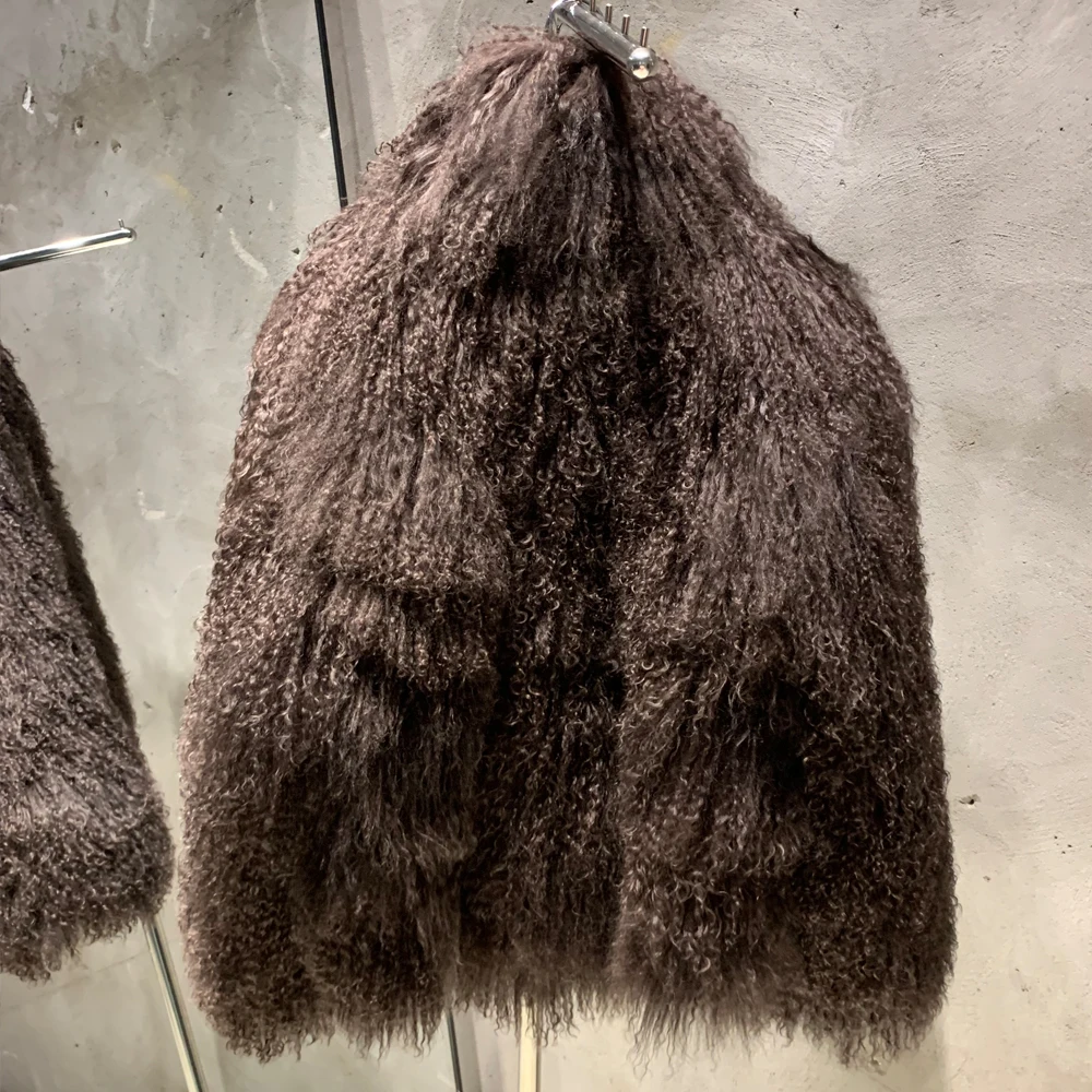 Women Mongolian Fur Coat Lady Real Sheep Fur Coat Winter Warm Winter Natural Fur Cloth 950+10