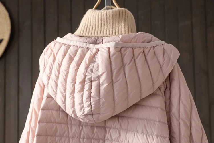 Schinteon Women Ultralight White Duck Down Jacket with Hood Over Size Loose Casual Autumn Winter Outwear Coat 2026 New