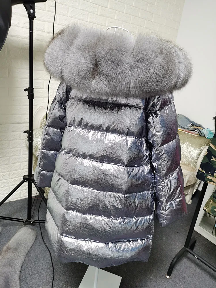 Maomaokong 2026 Winter Luxury Real Fox Raccoon Fur Collar Down Jacket Women Hooded Warm Puffer Coat Waterproof Outerwear Parkas
