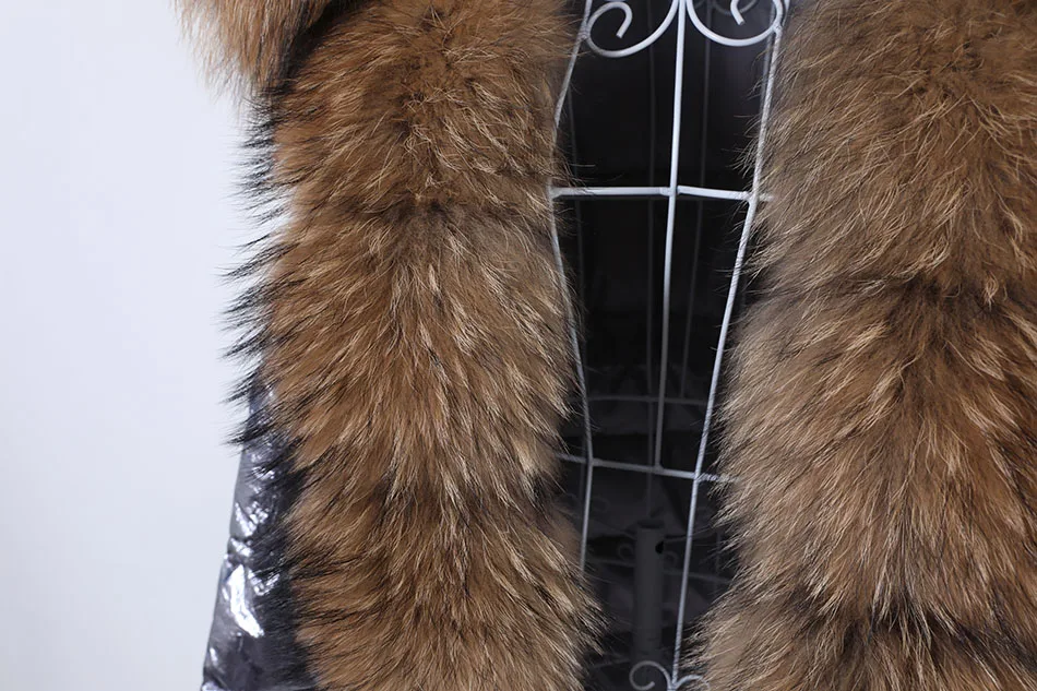 Maomaokong 2026 Winter Luxury Real Fox Raccoon Fur Collar Down Jacket Women Hooded Warm Puffer Coat Waterproof Outerwear Parkas