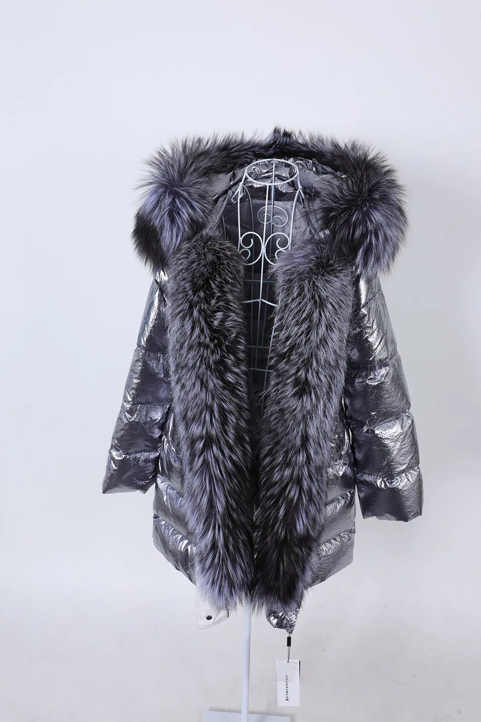 Maomaokong 2026 Winter Luxury Real Fox Raccoon Fur Collar Down Jacket Women Hooded Warm Puffer Coat Waterproof Outerwear Parkas