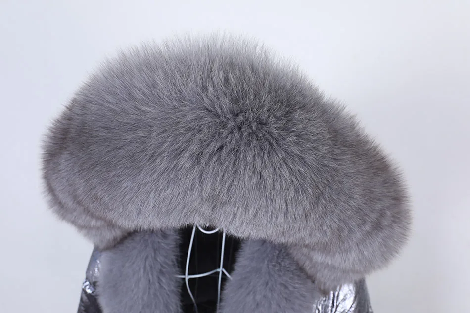 Maomaokong 2026 Winter Luxury Real Fox Raccoon Fur Collar Down Jacket Women Hooded Warm Puffer Coat Waterproof Outerwear Parkas