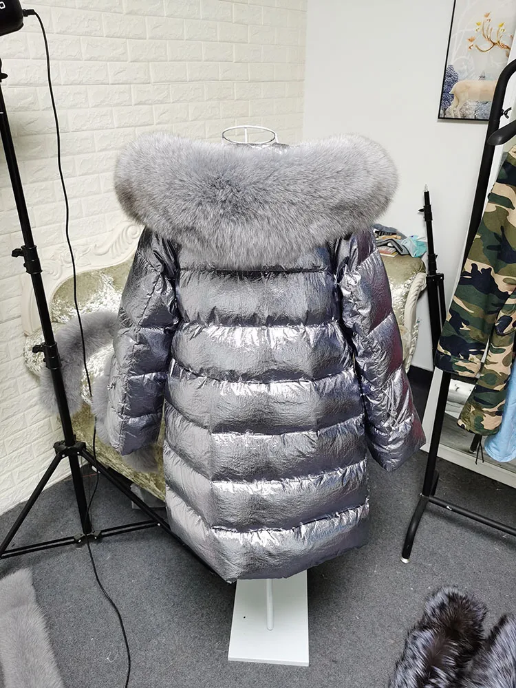 Maomaokong 2026 Winter Luxury Real Fox Raccoon Fur Collar Down Jacket Women Hooded Warm Puffer Coat Waterproof Outerwear Parkas