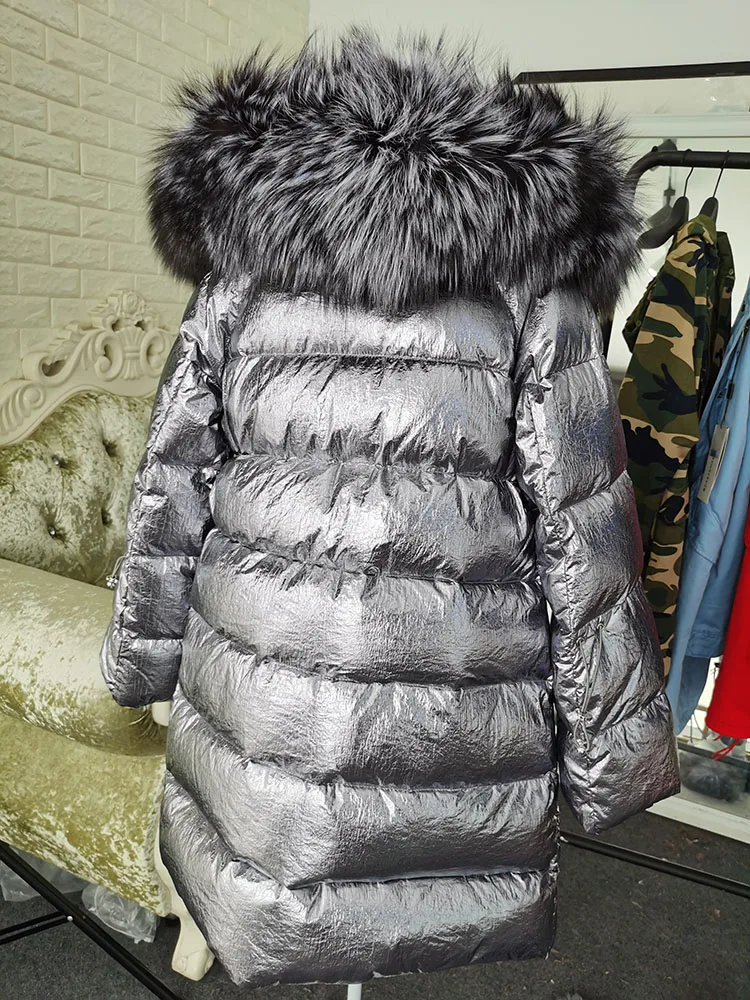 Maomaokong 2026 Winter Luxury Real Fox Raccoon Fur Collar Down Jacket Women Hooded Warm Puffer Coat Waterproof Outerwear Parkas