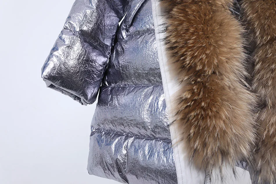 Maomaokong 2026 Winter Luxury Real Fox Raccoon Fur Collar Down Jacket Women Hooded Warm Puffer Coat Waterproof Outerwear Parkas
