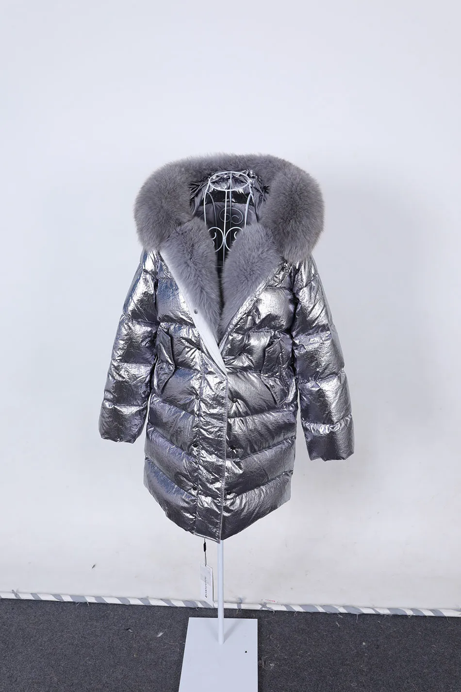 Maomaokong 2026 Winter Luxury Real Fox Raccoon Fur Collar Down Jacket Women Hooded Warm Puffer Coat Waterproof Outerwear Parkas