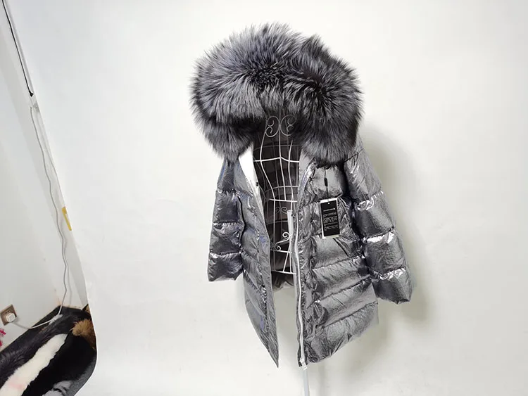 Maomaokong 2026 Winter Luxury Real Fox Raccoon Fur Collar Down Jacket Women Hooded Warm Puffer Coat Waterproof Outerwear Parkas