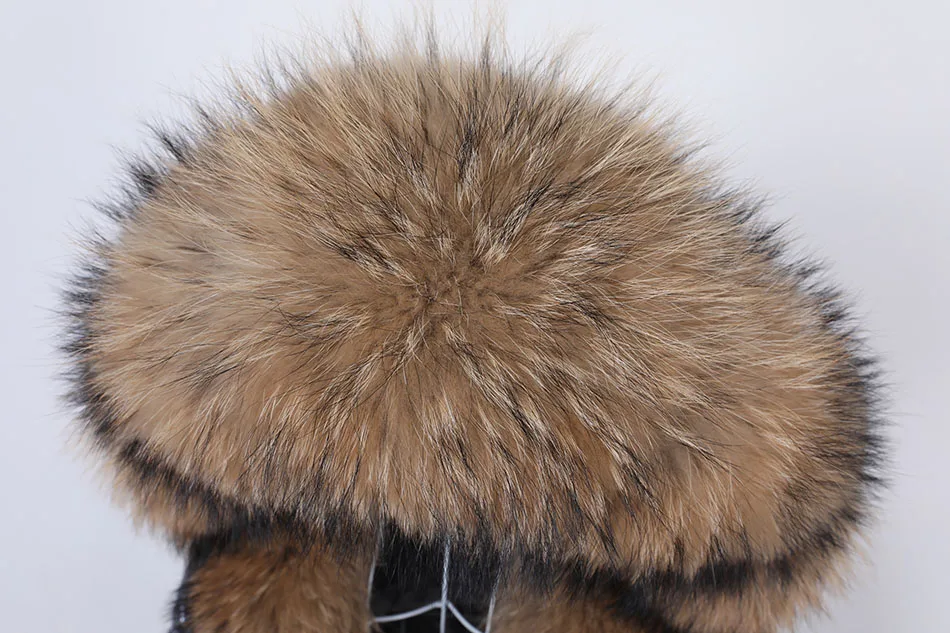 Maomaokong 2026 Winter Luxury Real Fox Raccoon Fur Collar Down Jacket Women Hooded Warm Puffer Coat Waterproof Outerwear Parkas