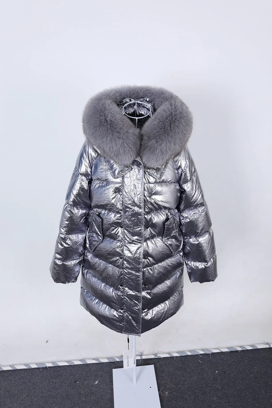 Maomaokong 2026 Winter Luxury Real Fox Raccoon Fur Collar Down Jacket Women Hooded Warm Puffer Coat Waterproof Outerwear Parkas