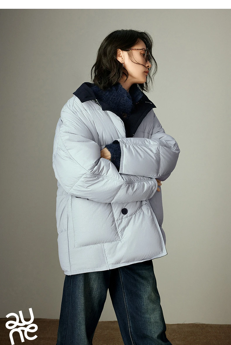 TOYOUTH Women Reversible Corduroy Down Jacket 2026 Winter New Cannelé Color Block Loose Outerwear