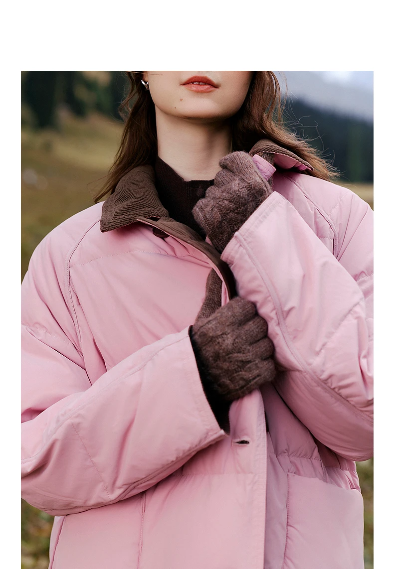 TOYOUTH Women Reversible Corduroy Down Jacket 2026 Winter New Cannelé Color Block Loose Outerwear