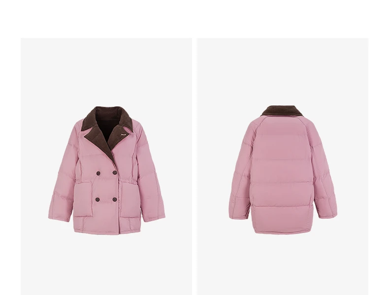 TOYOUTH Women Reversible Corduroy Down Jacket 2026 Winter New Cannelé Color Block Loose Outerwear