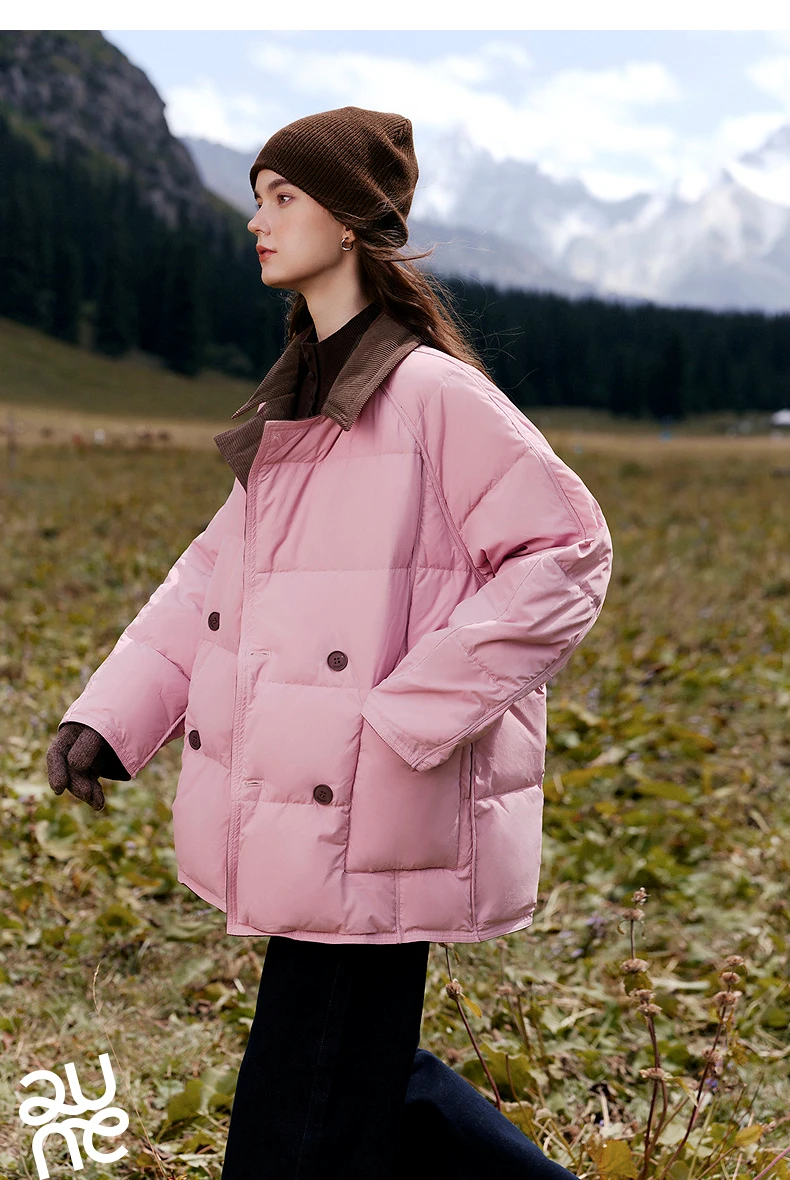 TOYOUTH Women Reversible Corduroy Down Jacket 2026 Winter New Cannelé Color Block Loose Outerwear
