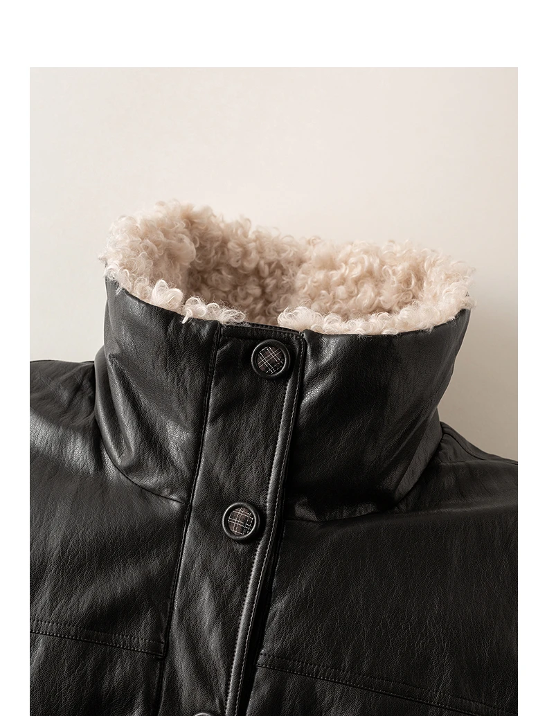 TOYOUTH Women Down Jacket 2026 Winter New Sherpa Spliced Vintage Distressed Moto Outerwear