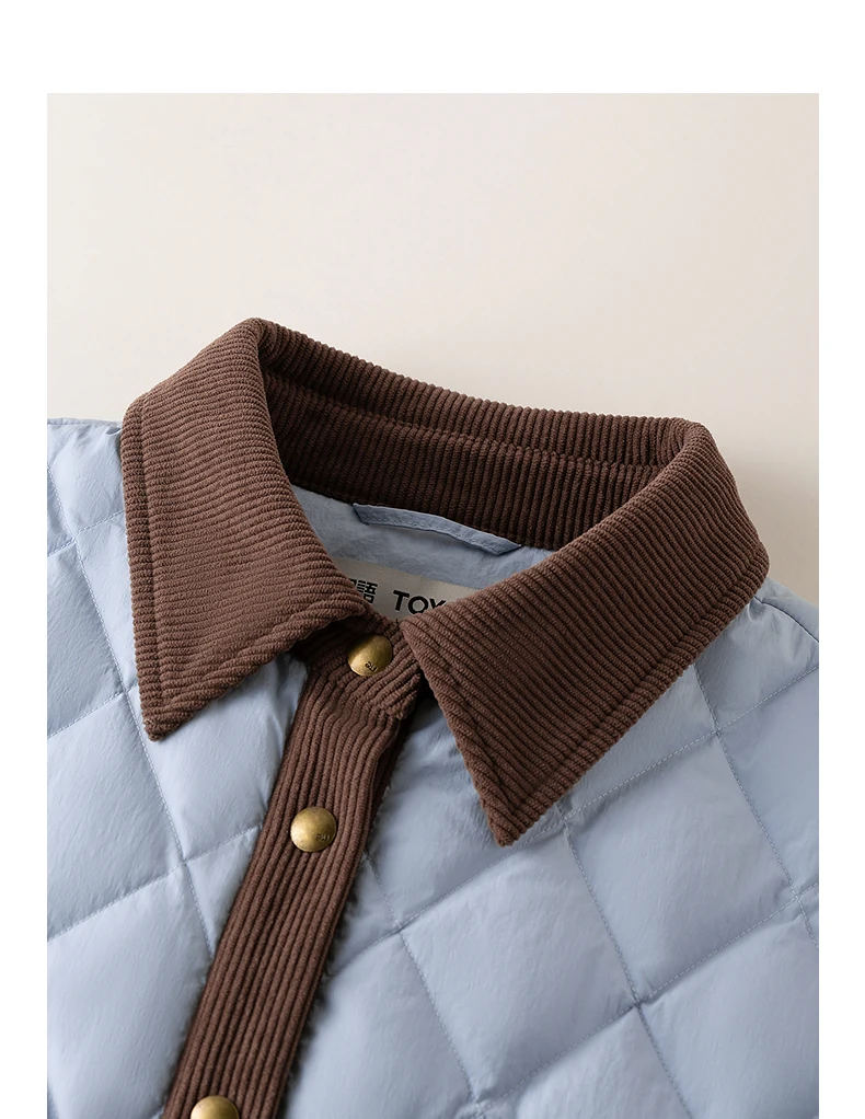 TOYOUTH Women Shirt Style Down Jacket 2026 Winter New Retro Corduroy Contrast Collar Light Warm Outerwear
