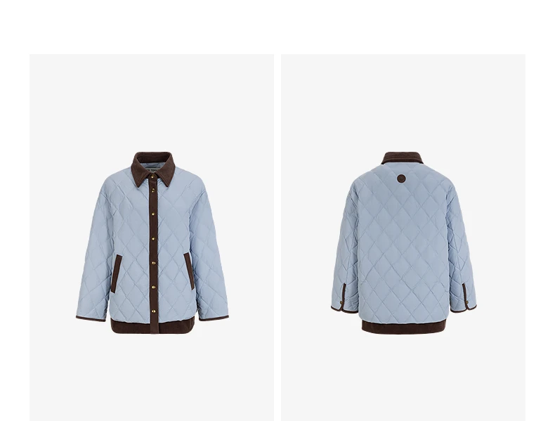 TOYOUTH Women Shirt Style Down Jacket 2026 Winter New Retro Corduroy Contrast Collar Light Warm Outerwear