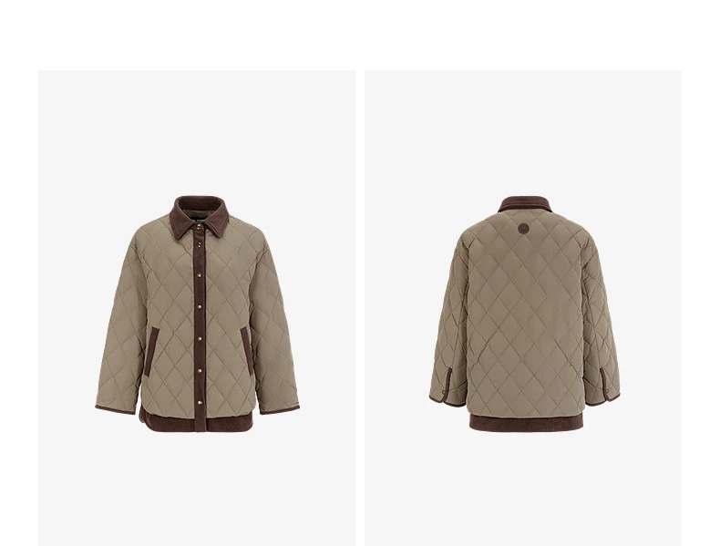 TOYOUTH Women Shirt Style Down Jacket 2026 Winter New Retro Corduroy Contrast Collar Light Warm Outerwear