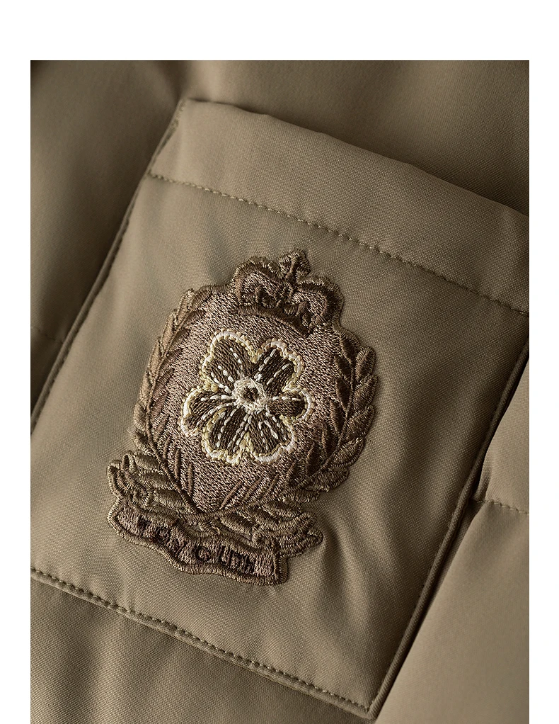TOYOUTH Women Long Fluoride-Free Water Resistant Down Jacket 2026 Winter New Corduroy Double Collar Badge Embroidered Outerwear