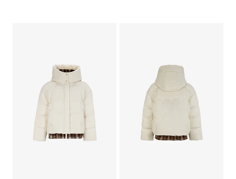 TOYOUTH Women Down Jacket 2026 Winter New Plaid Spliced Quilted 90% White Duck Down Layering Outerwear