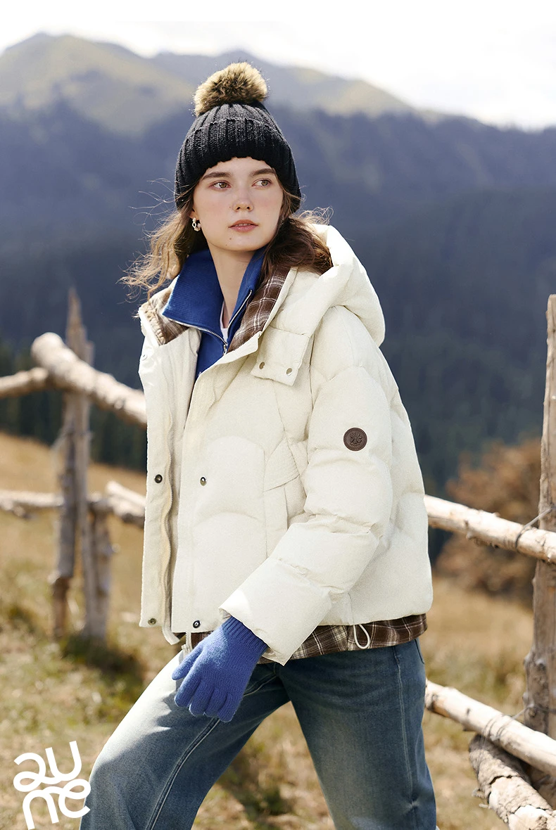 TOYOUTH Women Down Jacket 2026 Winter New Plaid Spliced Quilted 90% White Duck Down Layering Outerwear