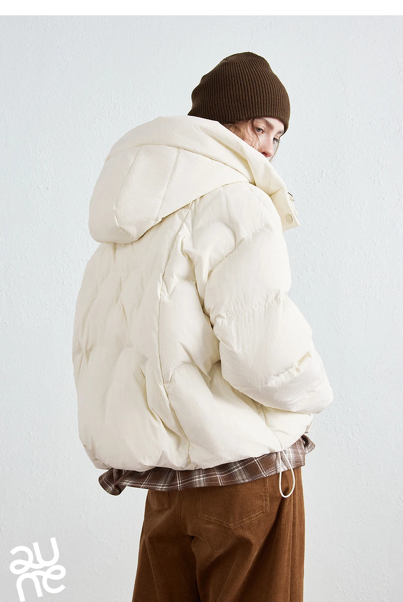 TOYOUTH Women Down Jacket 2026 Winter New Plaid Spliced Quilted 90% White Duck Down Layering Outerwear