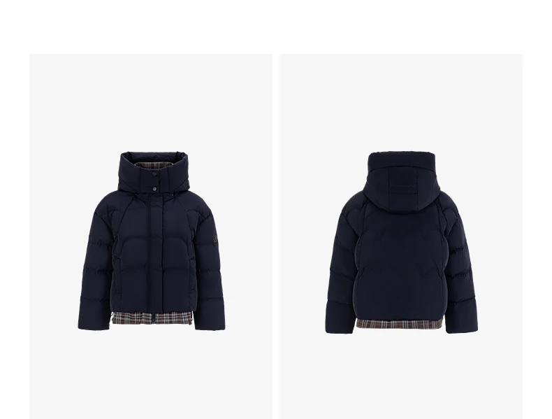 TOYOUTH Women Down Jacket 2026 Winter New Plaid Spliced Quilted 90% White Duck Down Layering Outerwear