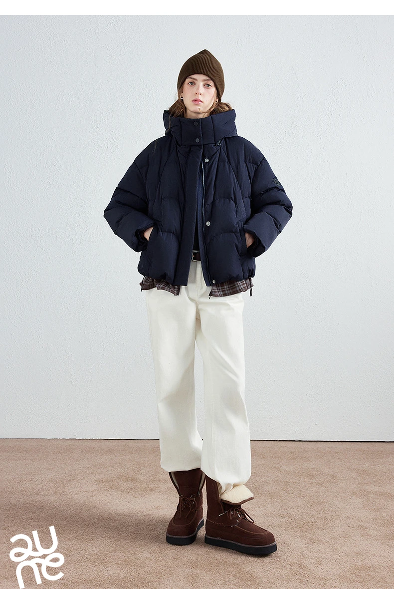 TOYOUTH Women Down Jacket 2026 Winter New Plaid Spliced Quilted 90% White Duck Down Layering Outerwear