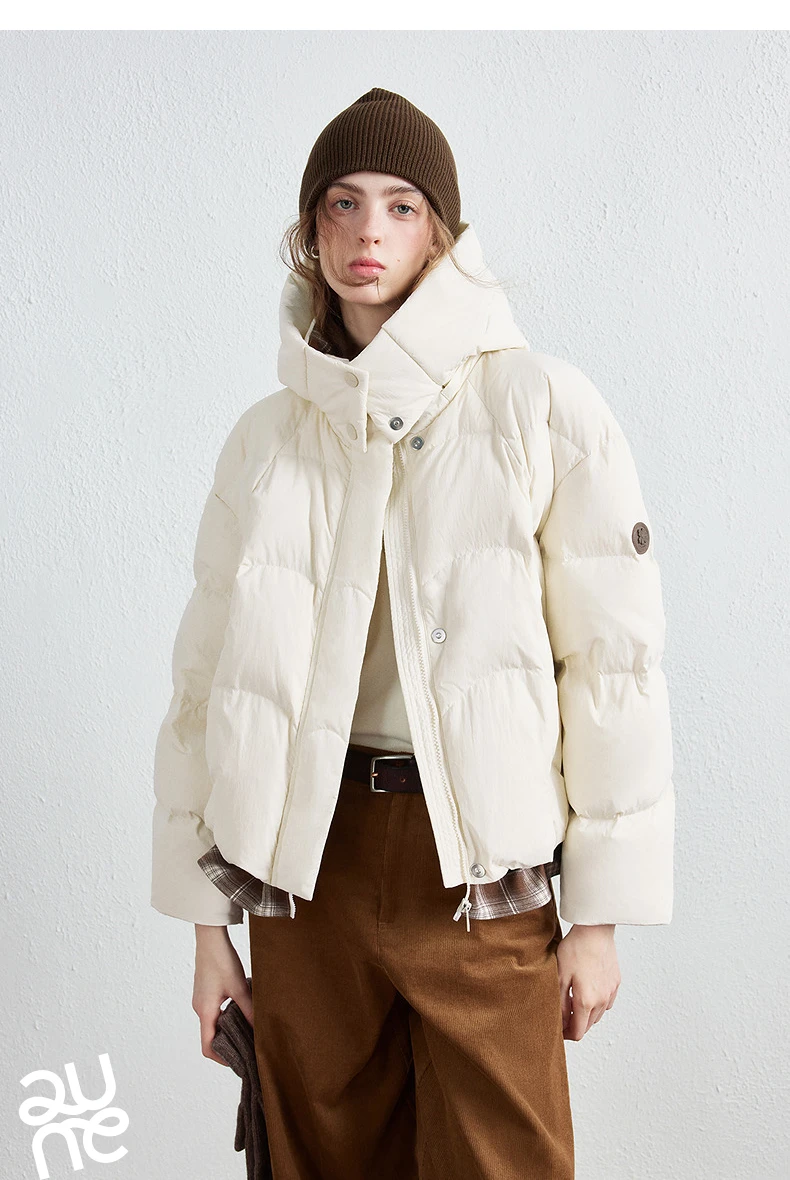 TOYOUTH Women Down Jacket 2026 Winter New Plaid Spliced Quilted 90% White Duck Down Layering Outerwear