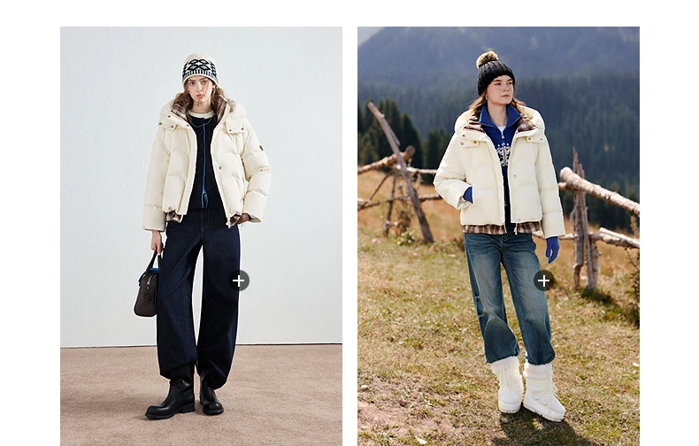 TOYOUTH Women Down Jacket 2026 Winter New Plaid Spliced Quilted 90% White Duck Down Layering Outerwear