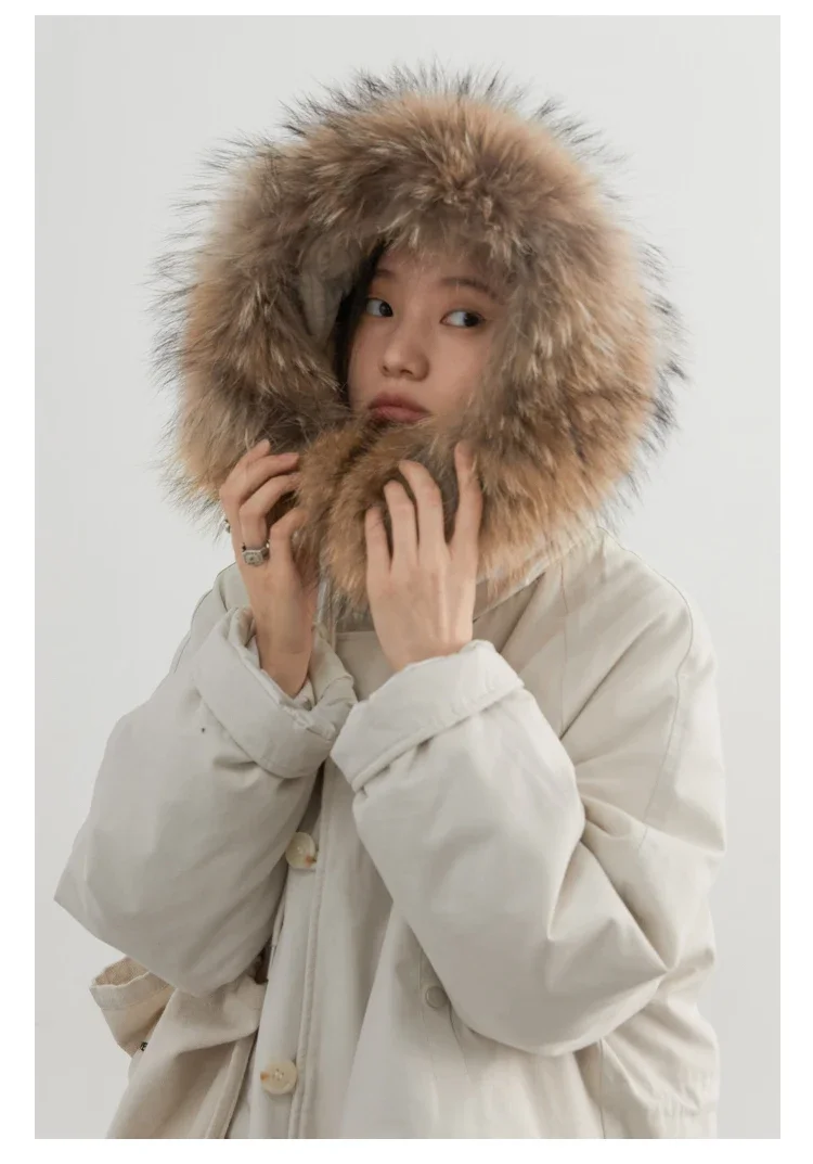 CHIC VEN Women Down Coats Casual Loose Hooded Fur Collar Warm Jackets Korean 90 White Duck Down Female Coat Autumn Winter 2026