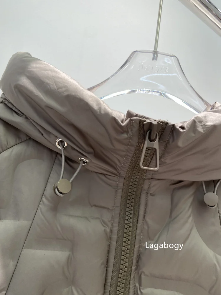 Lagabogy Autumn 2025 Winter Down Jacket Women Casual Loose Oversize White Duck Coat Warm Outerwear Hood Style Coat Office Lady
