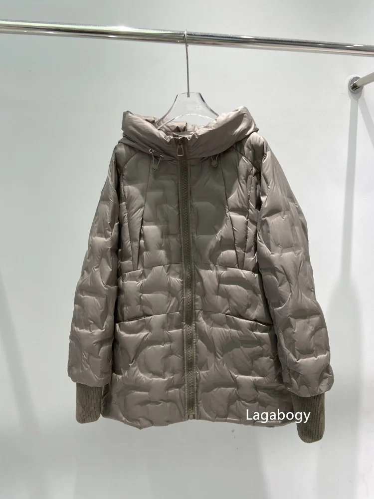 Lagabogy Autumn 2025 Winter Down Jacket Women Casual Loose Oversize White Duck Coat Warm Outerwear Hood Style Coat Office Lady