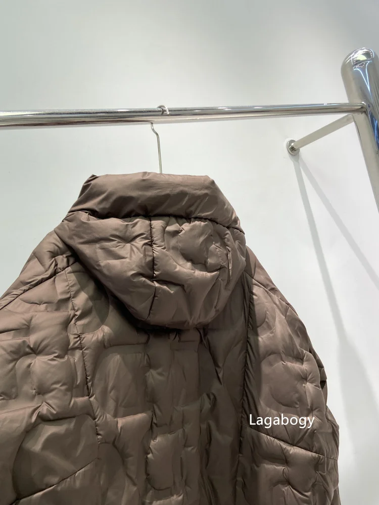 Lagabogy Autumn 2025 Winter Down Jacket Women Casual Loose Oversize White Duck Coat Warm Outerwear Hood Style Coat Office Lady