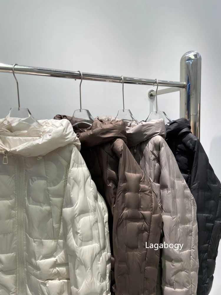 Lagabogy Autumn 2025 Winter Down Jacket Women Casual Loose Oversize White Duck Coat Warm Outerwear Hood Style Coat Office Lady